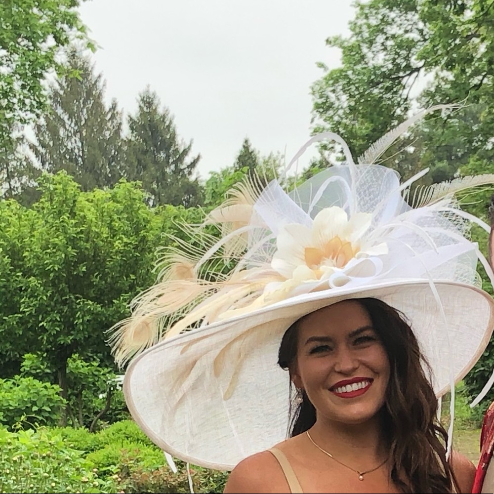 White/Cream Custom Made Derby Hat